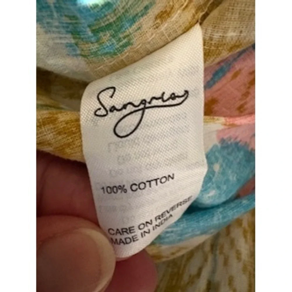 Sangria Maxi Dress S Multicolor Ikat Tiered Boho Tassel Cotton Summer Festival - Picture 7 of 8